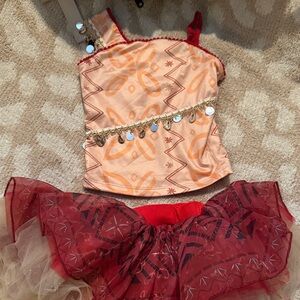 Charming Kids Dance Costume with Red and Gold Details